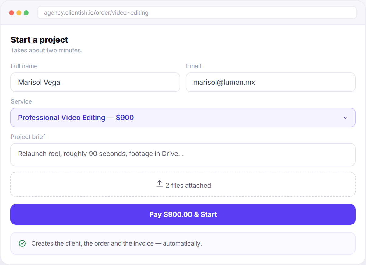 Order form builder preview