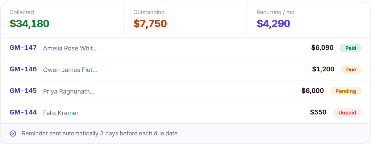 Invoices and subscriptions preview