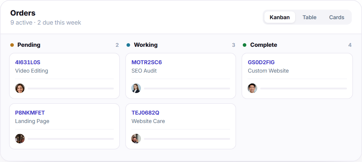 Order management board preview