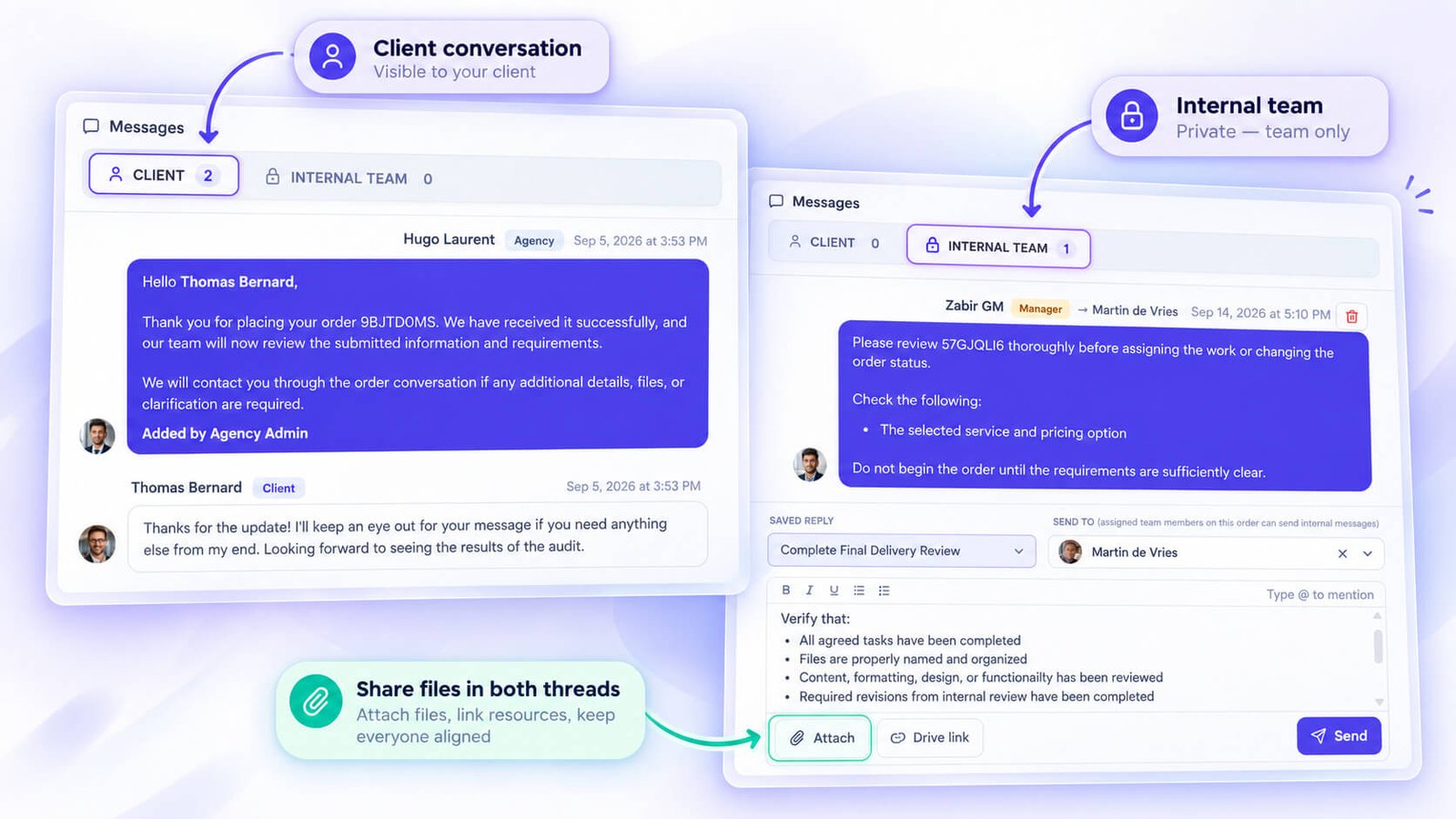 Communicating on an Order in clientish
