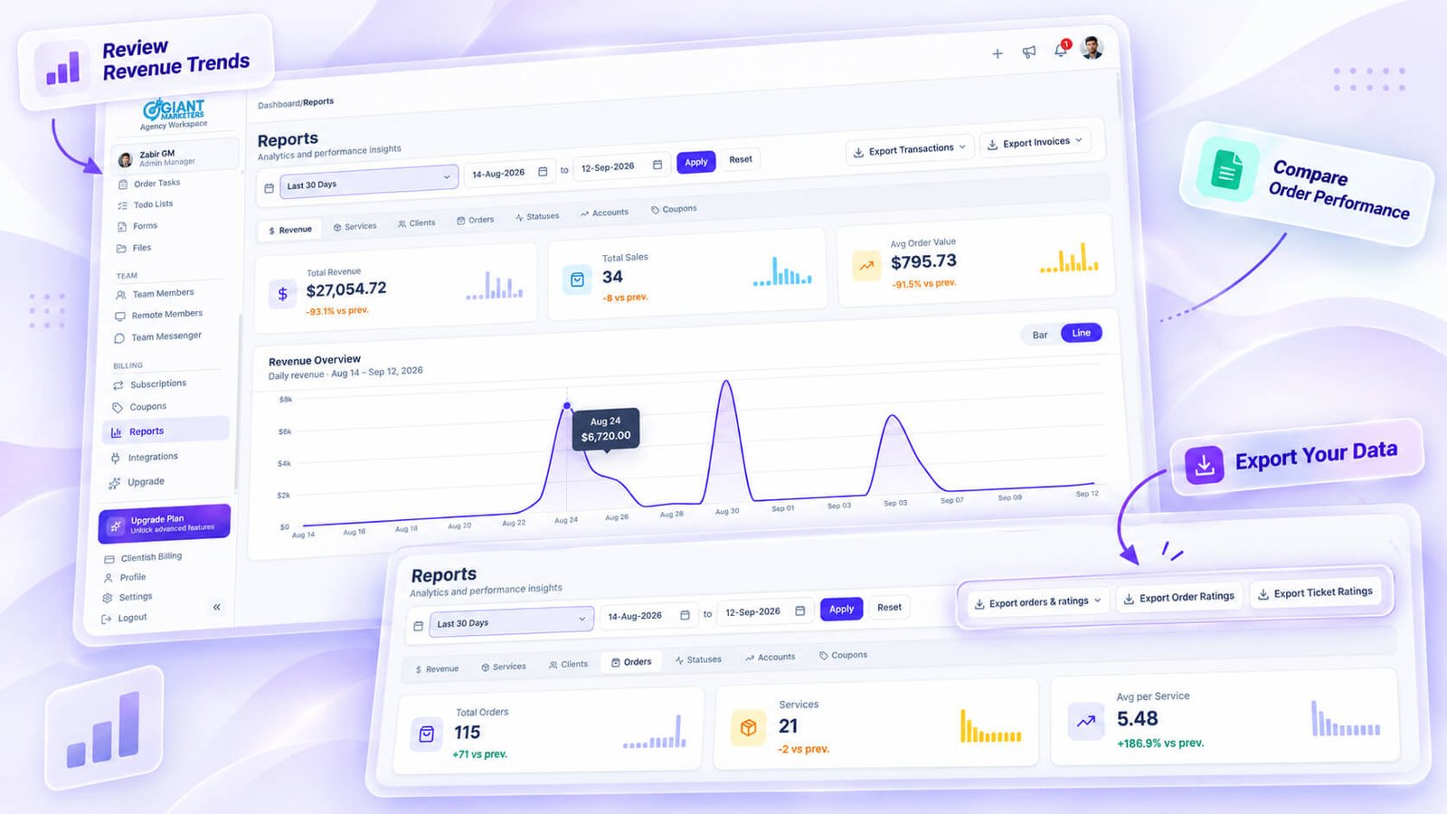 Reporting and Data Exports Across Your Workspace