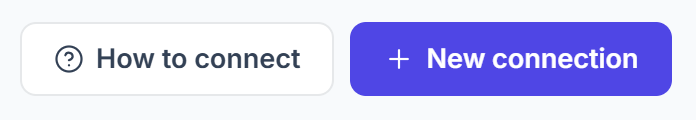 How to connect and New connection buttons on the Clientish AI Connections page