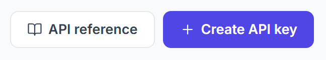 API reference and Create API key buttons in Clientish