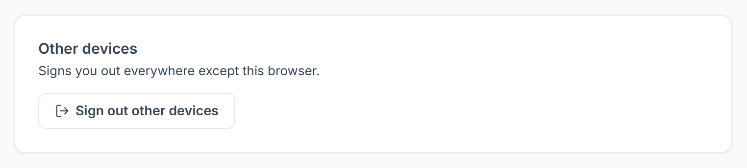 Other devices in the client portal profile with Sign out other devices