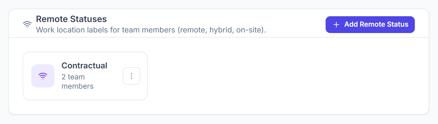 Remote Statuses card with the Contractual status