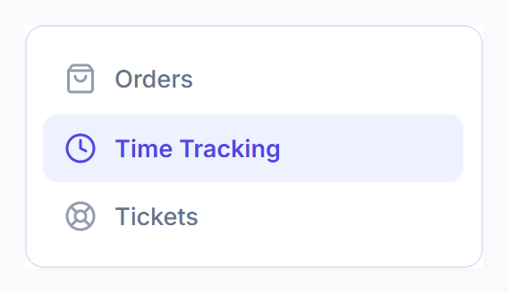 Time Tracking item in the remote member's menu