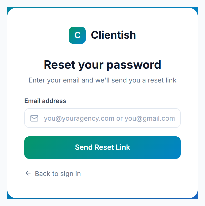 Reset your password form