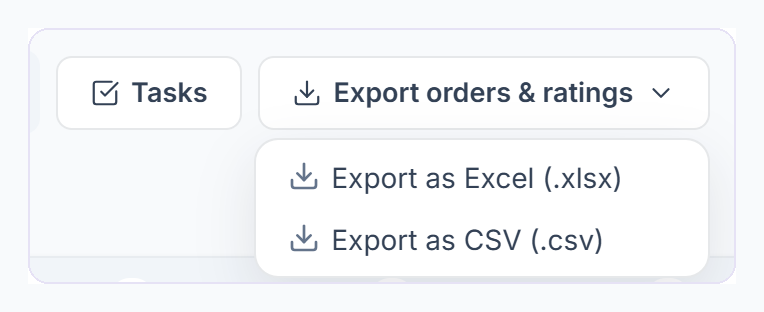 Export orders & ratings menu with Excel and CSV