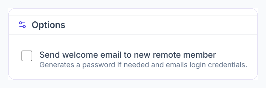 Send welcome email to new remote member option