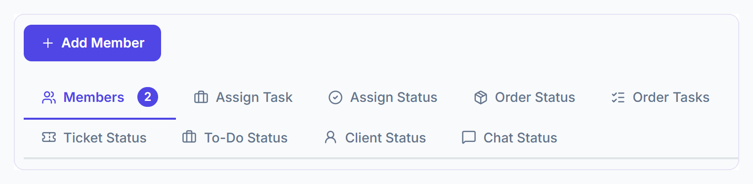 Remote Members page with Add Member and the Members, Assign Task and status tabs
