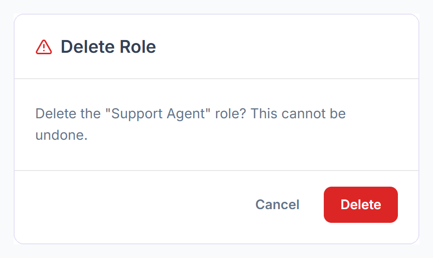 Delete Role confirmation